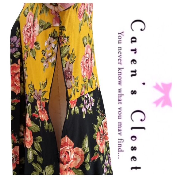 Zara Mixed Floral Long Sleeve Tie Neck Boho Chic Dress - Picture 11 of 12